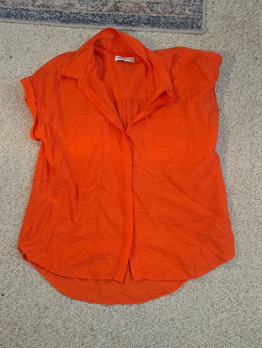 Sonoma Short Sleeve Button-Front Shirt in Bright Orange